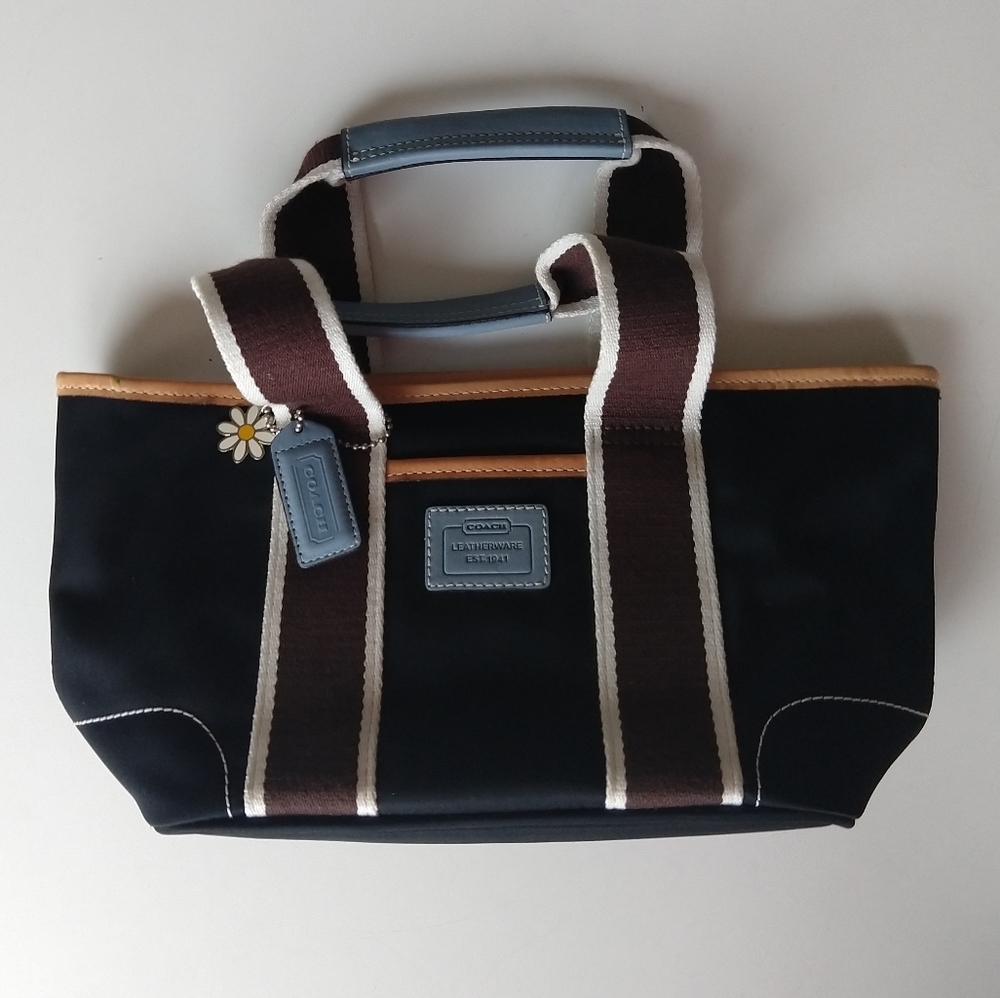 COACH black nylon leather trim small purse
